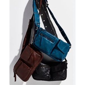 Free People Wade Leather Wing Bag in Chocolate